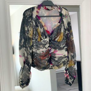 Enchanting Sheer Blouse by TULEH with Ethereal Abstract Print